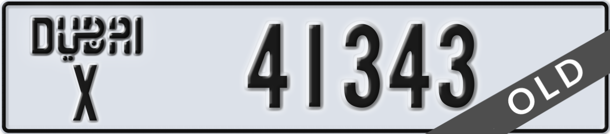 dubai License Plate Number 41343 Code X
