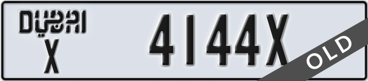 dubai License Plate Number 4144X Code X