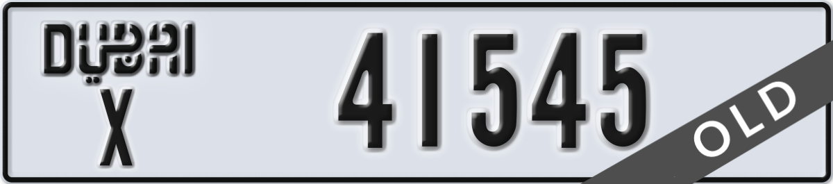 dubai License Plate Number 41545 Code X