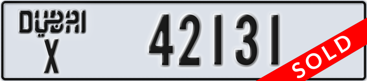 dubai License Plate Number 42131 Code X
