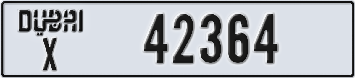 dubai License Plate Number 42443 Code X