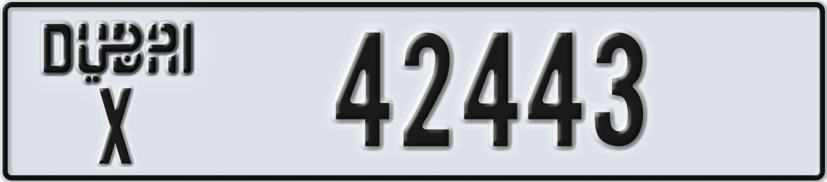 dubai License Plate Number 42443 Code X