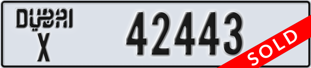 dubai License Plate Number 42443 Code X