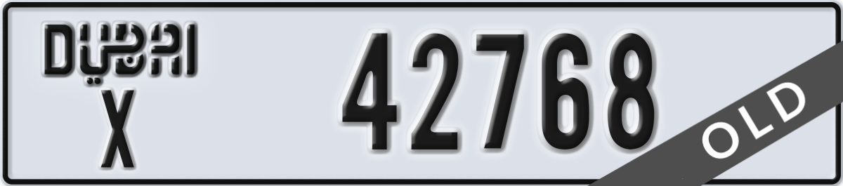 dubai License Plate Number 42768 Code X
