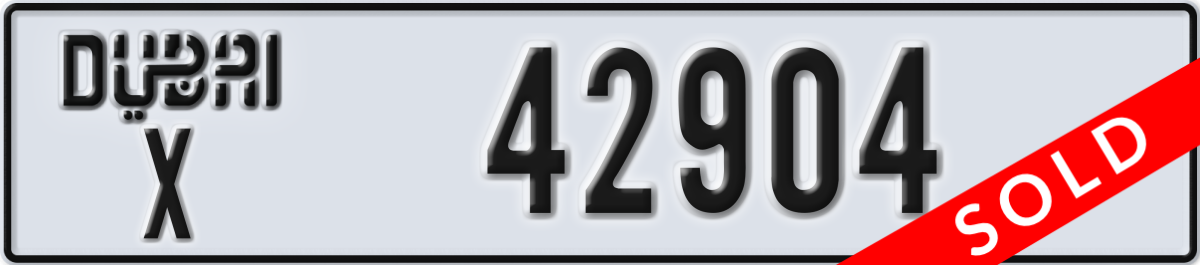 dubai License Plate Number 42904 Code X
