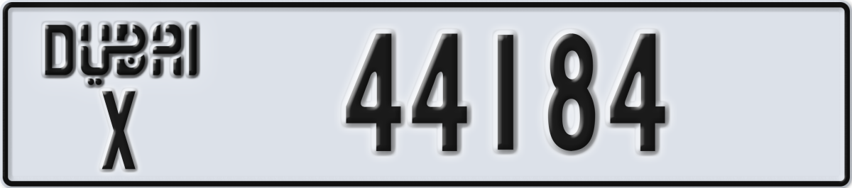 dubai License Plate Number 44184 Code X