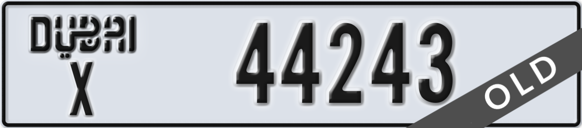 dubai License Plate Number 44243 Code X