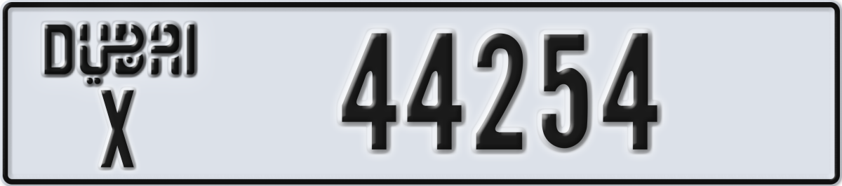dubai License Plate Number 44254 Code X