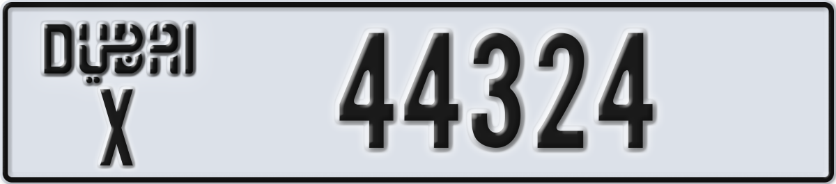dubai License Plate Number 44324 Code X