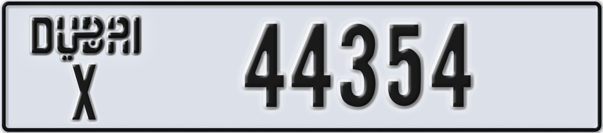 dubai License Plate Number 44354 Code X