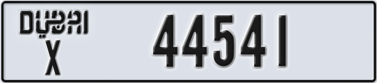 dubai License Plate Number 44541 Code X