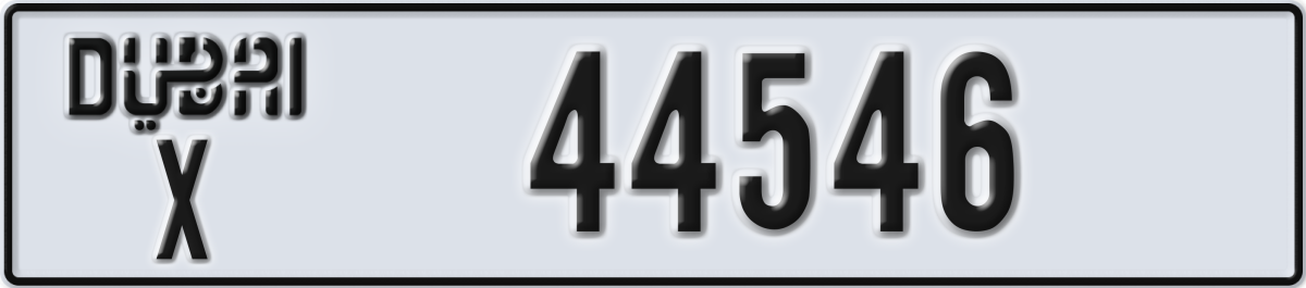 dubai License Plate Number 44546 Code X