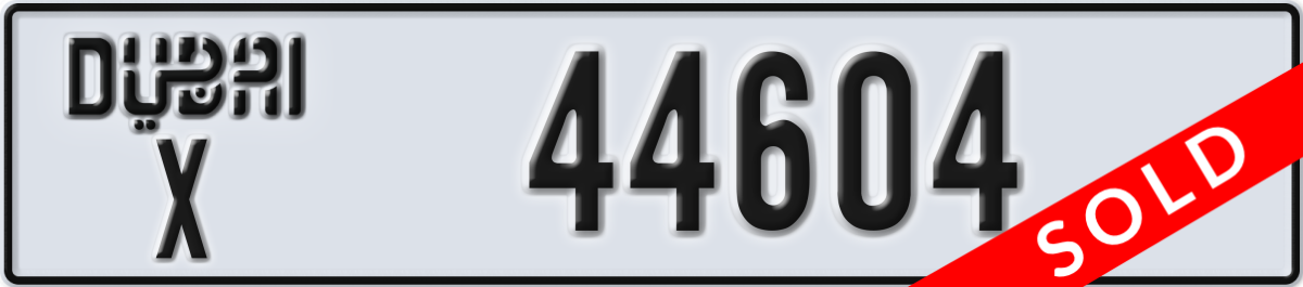 dubai License Plate Number 44604 Code X