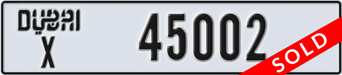 dubai License Plate Number 45002 Code X