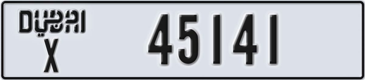 dubai License Plate Number 45141 Code X