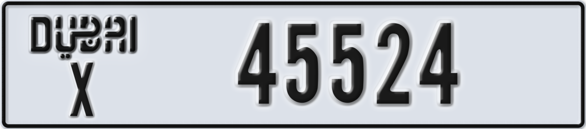 dubai License Plate Number 45524 Code X