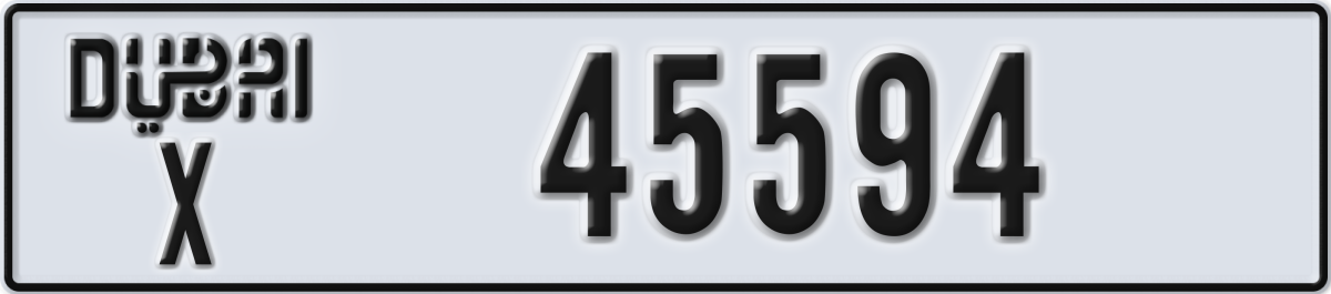 dubai License Plate Number 45594 Code X
