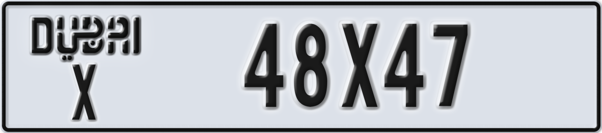 dubai License Plate Number 48X47 Code X