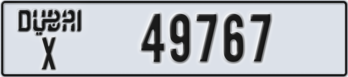 dubai License Plate Number 49767 Code X