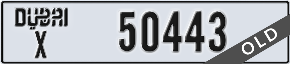dubai License Plate Number 50443 Code X
