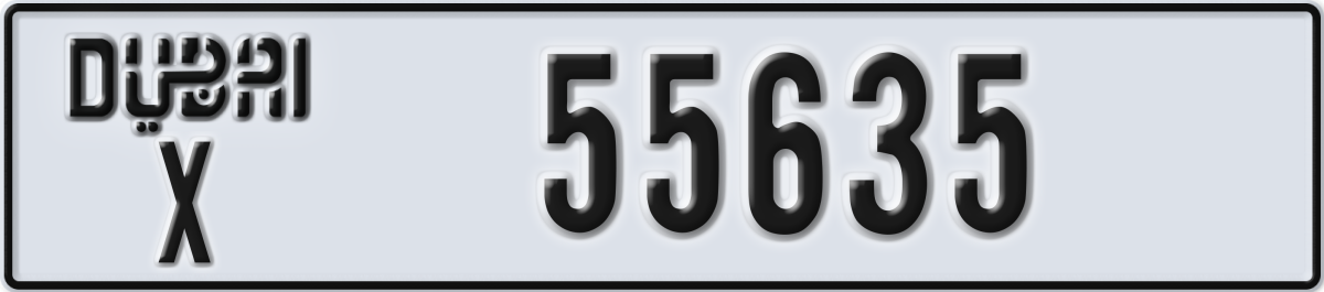 dubai License Plate Number 55635 Code X