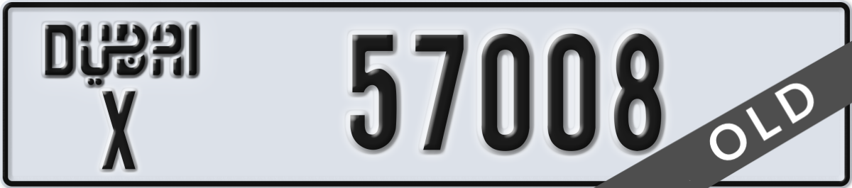 dubai License Plate Number 57008 Code X