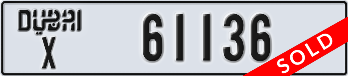 dubai License Plate Number 61136 Code X