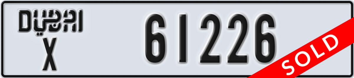 dubai License Plate Number 61226 Code X