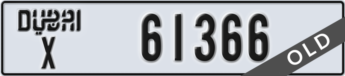 dubai License Plate Number 61366 Code X