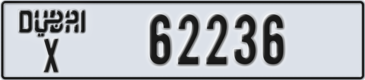 dubai License Plate Number 62236 Code X