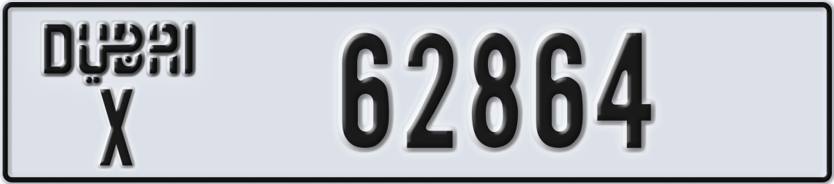 dubai License Plate Number 62864 Code X