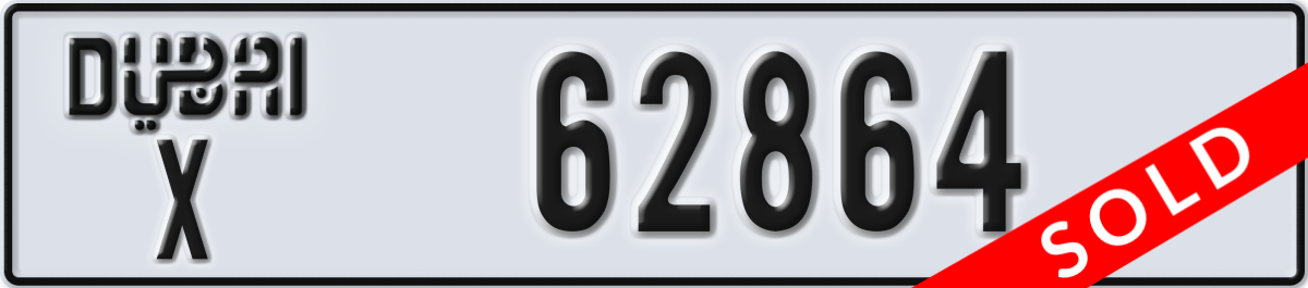 dubai License Plate Number 62864 Code X