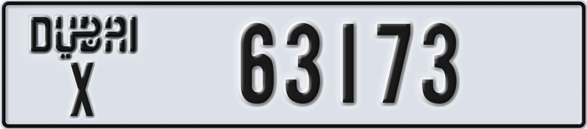 dubai License Plate Number 63173 Code X