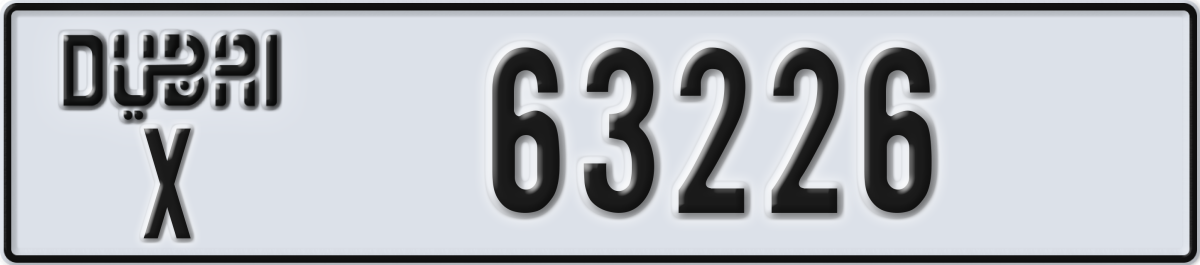 dubai License Plate Number 63226 Code X
