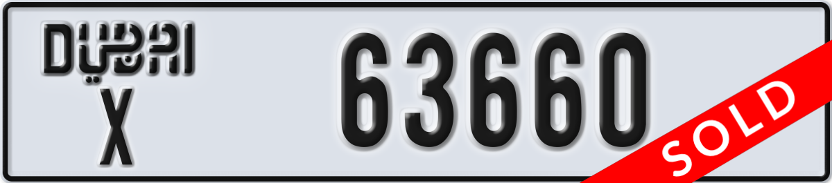 dubai License Plate Number 63660 Code X