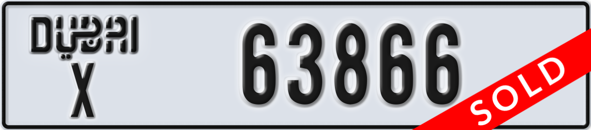 dubai License Plate Number 63866 Code X
