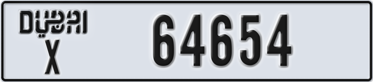 dubai License Plate Number 64654 Code X