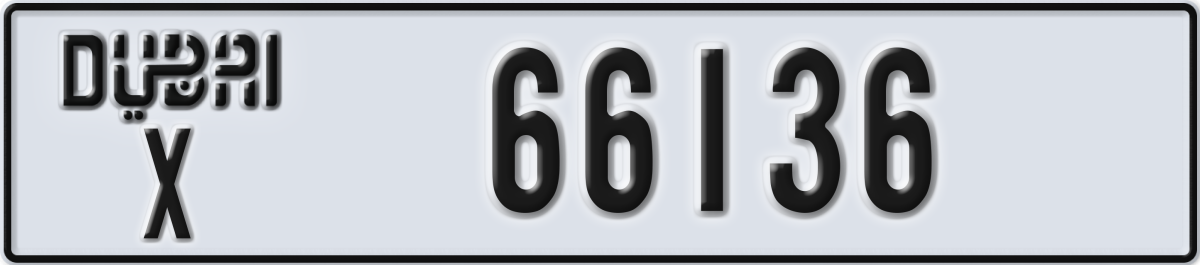 dubai License Plate Number 66136 Code X