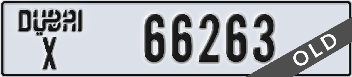 dubai License Plate Number 66263 Code X