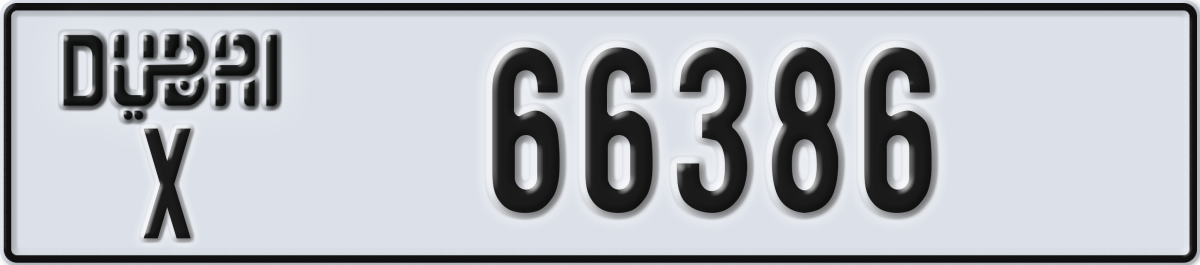 dubai License Plate Number 66386 Code X