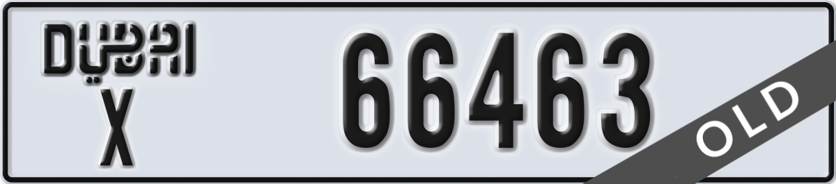 dubai License Plate Number 66463 Code X