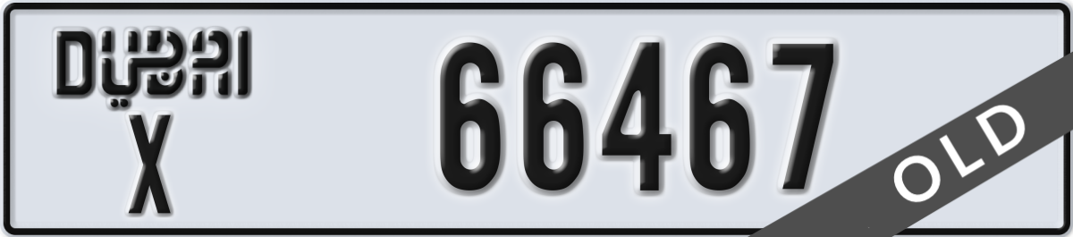 dubai License Plate Number 66467 Code X
