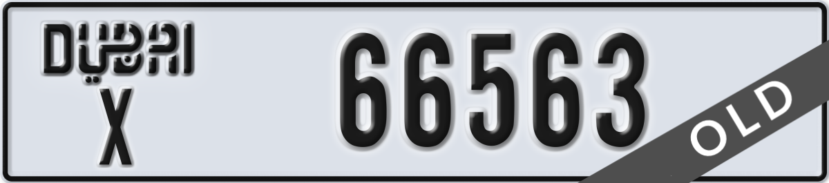 dubai License Plate Number 66563 Code X