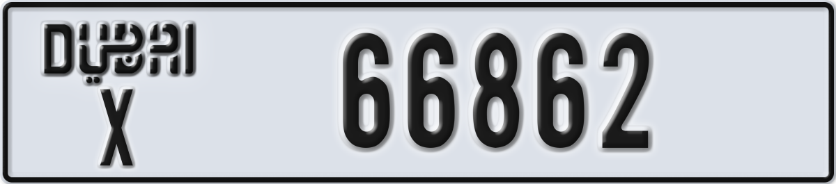 dubai License Plate Number 66862 Code X