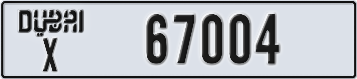 dubai License Plate Number 67004 Code X