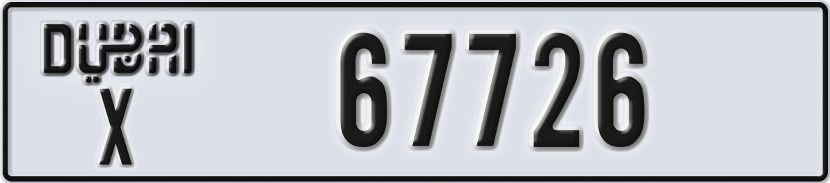dubai License Plate Number 67726 Code X