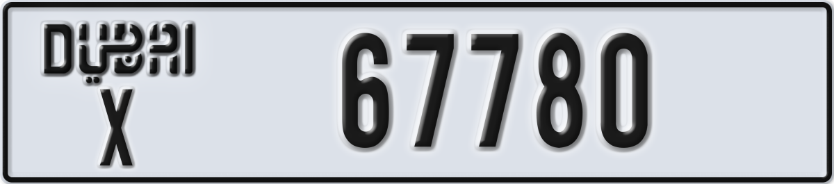 dubai License Plate Number 67780 Code X