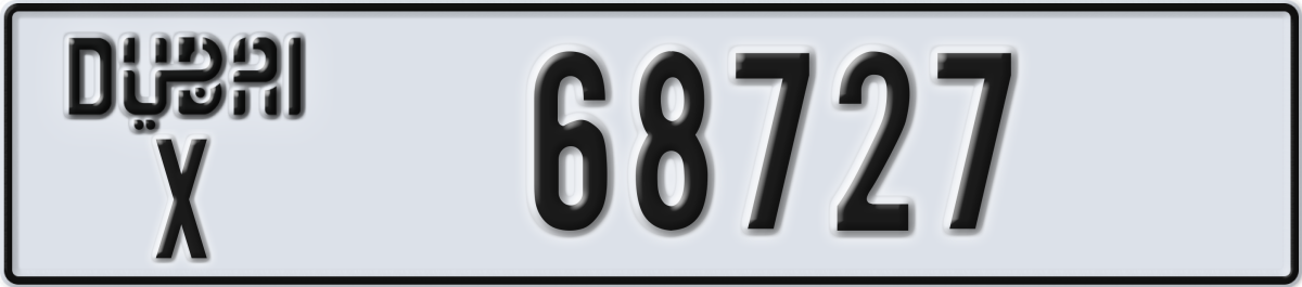 dubai License Plate Number 68727 Code X