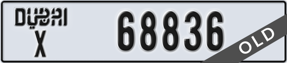 dubai License Plate Number 68836 Code X