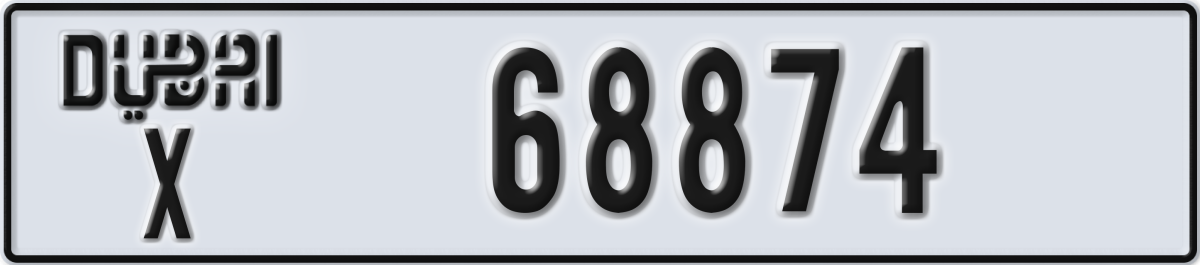 dubai License Plate Number 68874 Code X